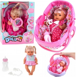 Bambola interattiva bebé nel marsupio con suoni e accessori 30 cm