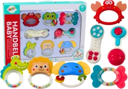 Set di sonagli e dentaruoli per bambini a forma di animali, 8 pezzi