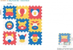 Tappetino puzzle in schiuma con animaletti 9 pezzi, EVA, 10 mesi+, costruzione di forme 3D