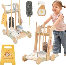 Carrellino delle pulizie in legno VIGA con accessori