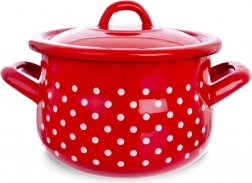 Pentola smaltata con coperchio rossa a pois 16 cm, 2,3 l