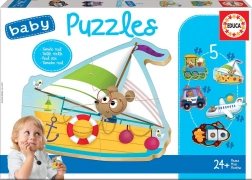 Puzzle per bambini Animali nei mezzi di trasporto 5 in 1