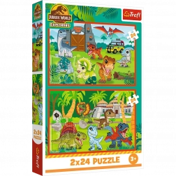 Puzzle 2x24 Piccoli dinosauri Universal Jurassic World Trefl