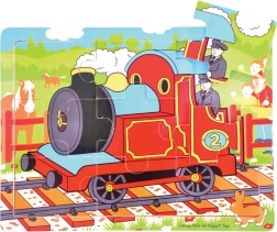 Puzzle in legno Treno, 9 pezzi – BIGJIGS TOYS