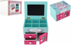 scatola portagioie in legno Princess con specchietto e 3 cassetti