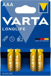 Batterie alcaline ministilo AAA Varta Longlife, 4 pz