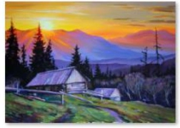 Pittura con diamanti – montagne al tramonto 40 × 30 cm