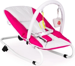 Sdraietta a dondolo pieghevole per neonato con giochi bianco-rosa