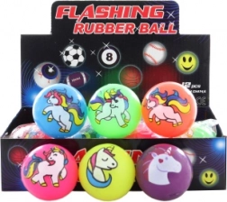 Pallina di gomma unicorno con luce 5,5 cm
