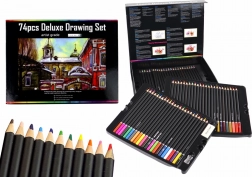 Set da disegno in cofanetto magnetico, 74 pezzi