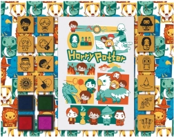 Timbri divertenti con blocco HARRY POTTER – set in gommapiuma con 14 timbri e 4 tamponi colorati