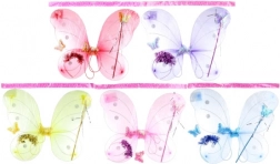 Ali di farfalla con glitter – set con cerchietto e bacchetta