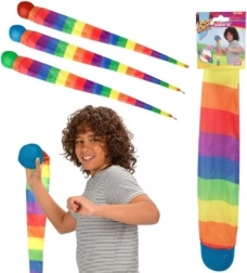 Pallina con coda di tessuto arcobaleno 100 cm su cartellino