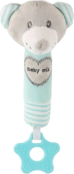 Sonaglino peluche con fischietto e massaggiagengive BABY MIX – orsetto, menta