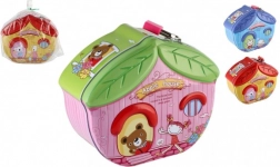 Salvadanaio in latta a forma di casetta con lucchetto 16 × 8 cm