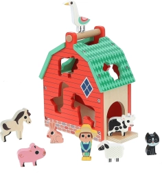 Fattoria in legno con animali e puzzle