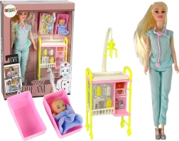 Bambola medica con capelli lunghi e accessori