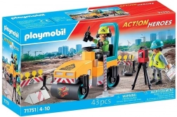 Action Heroes lavori stradali – set di costruzione con rullo compressore e personaggi