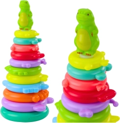 Piramide educativa impilabile con dinosauro, 12 pezzi e adesivi