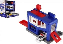 Garage di parcheggio della polizia con macchinina