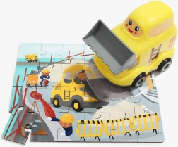 TOP BRIGHT puzzle in legno con giocattolo – bulldozer, 24 pezzi