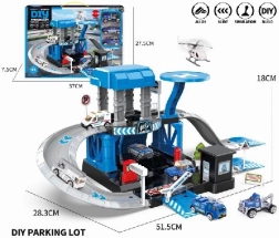 Set parcheggio con tema polizia e auto in metallo