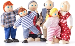 Bambole in legno famiglia 6 persone