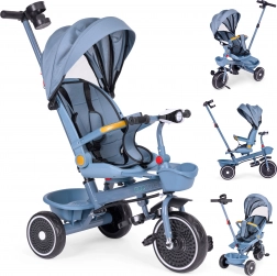 Triciclo per bambini 2in1 con sedile girevole e cappottina pieghevole, blu ECOTOYS
