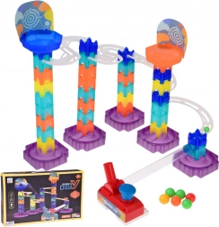 Pista a biglie colorata Marble Run DIY con lanciatore, 58 pezzi