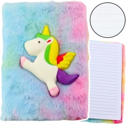 Taccuino di peluche colorato con unicorno 3D