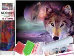 Pittura diamantata sguardo del lupo 30x40 cm