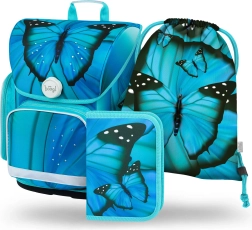 Set scolastico BAAGL ERGO Butterfly: cartella, astuccio, sacchetto