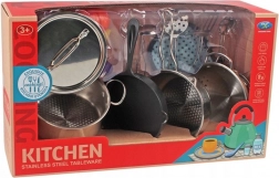 Set da cucina in metallo per bambini, 17 pezzi