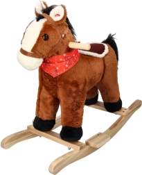 Cavallino a dondolo in peluche marrone per bambini