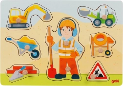 Puzzle in legno a incastro operaio edile GOKI