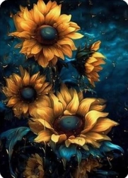 Pittura diamantata girasoli nella notte 30 × 40 cm