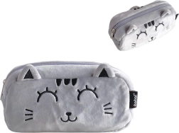 Astuccio in peluche gatto grigio per amanti dei gatti