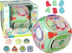 Cubo educativo interattivo con sorter, telefono e pianolino
