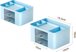 organizzatore da tavolo con cassetti blu