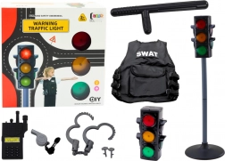 Set educativo del piccolo poliziotto con semaforo luminoso, 10 pezzi