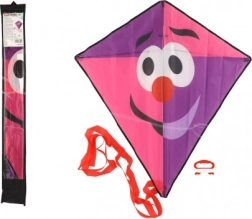 Aquilone clown volante in nylon 78 × 86 cm rosa‑viola