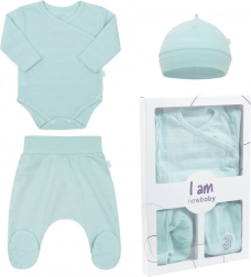 Set neonato 3 pezzi per la nascita New Baby I AM blu, taglia 56 (0–3 mesi)