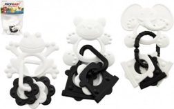 Massaggiagengive animaletti con ciondoli, bianco e nero, 9 cm