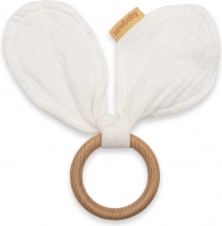 Massaggiagengive in legno con mussola New Baby Ears, bianco