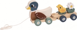 giocattolo in legno da traino famiglia di anatre