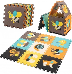 Tappeto educativo in schiuma puzzle con animaletti 85 × 85 cm, 9 pezzi