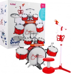 Set musicale per bambini con batteria, tastiera e microfono 3+ – Rosso