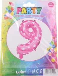 Palloncino gonfiabile numero 9 rosa con cuoricini