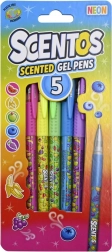 Penna gel SCENTOS Neon con profumo fruttato, set da 5 pz