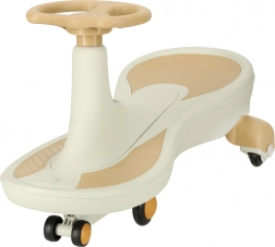 Macchinina a gravità con ruote LED e musica, 76 cm, beige‑bianco, portata 100 kg